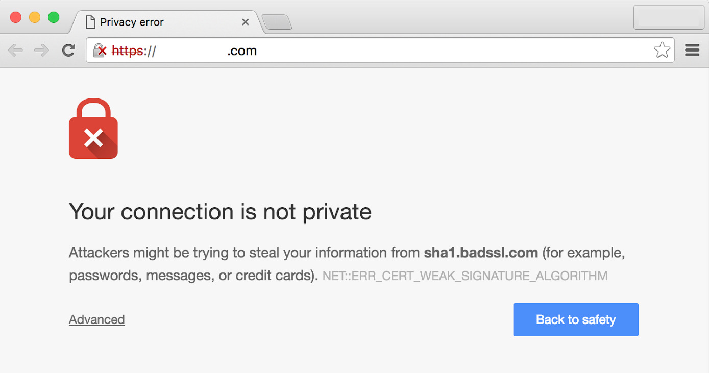 Google Privacy Error